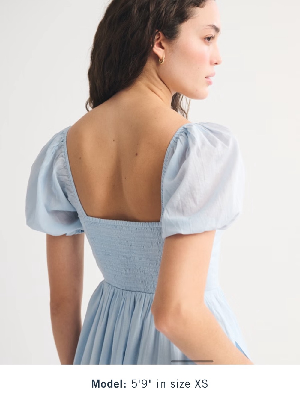 Abercrombie & Fitch Light Blue Square-Neck Puff-Sleeve Midi Dress - Picture 4 of 5